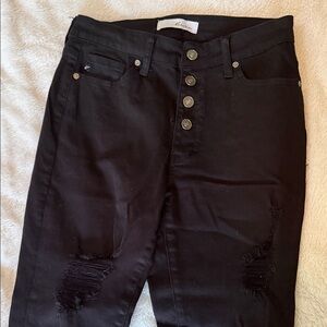 KanCan Black High-Rise Button-Fly Distressed Skinny Jeans